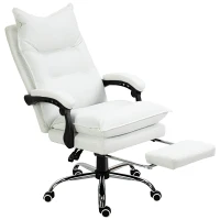 Vinsetto Fauteuil de bureau, chaise bureau ergonomique avec dossier inclinable, hauteur réglable, 66 x 72 x 130 cm, blanc(m-12)