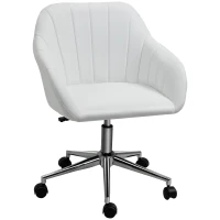 Vinsetto Silla de Oficina Ergonómica Silla de Escritorio Giratoria con Altura Ajustable Respaldo y Reposabrazos de Piel Sintética Carga 120 kg 60x59x79-89 cm Blanco(m-11)