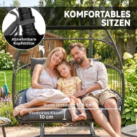 Outsunny Hangstoel, opvouwbare korfstoel met kussen, stalen frame, voor binnen en buiten, tot 260 kg belastbaar, donkergrijs(m-6)
