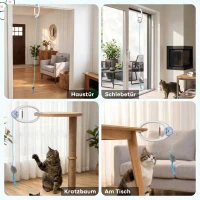 PawHut Interactief Kattenspeelgoed USB-Oplaadbaar Deurhangend Stuiterende Muis voor Katten, 24,1 x 13,8 x 6,6 cm Wit(m-6)