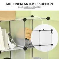HOMCOM Modulair Reksysteem met 16 Aparte Vakken, Doe-Het-Zelf Stekrek, Zwart + Wit(m-7)