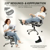 HOMCOM Ergonomische mesh bureaustoel met gesplitste rugleuning, lendensteun en 4D opklapbare armleuningen, grijs(m-8)