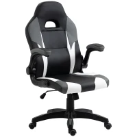 Vinsetto Silla Gaming Ergonómica Silla de Escritorio de Oficina 360° Giratoria con Apoyabrazos Abatibles Función de Basculante para Videojuegos Trabajo 68x71x114-124 cm Negro(m-1)