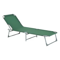 Outsunny Cama de Camping Plegable con Respaldo Ajustable en 4 Niveles Carga 120 kg para Playa Jardín Piscina 187x58x28 cm Verde(m-12)