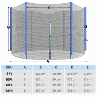 SPORTNOW Rete di Protezione per Trampolini a 6 Pali con Ingresso con Cerniera, in PE, Ø305x180 cm, Nero e Blu(m-3)