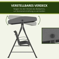 Outsunny Hollywood-schommel, voor 3 personen, verstelbaar zonnedak, tot 240 kg, donkergrijs, 200 x 133 x 176 cm(m-5)