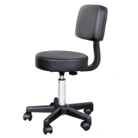 HOMCOM Sgabello con Schienale da Salone Sedia Girevole in Finta Pelle Altezza Regolabile Nero(m-1)