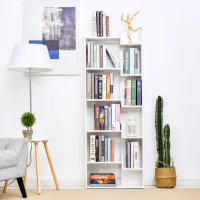 HOMCOM Bibliothèque, étagère de rangement à 6 niveaux, design irrégulier, pour salon, chambre, bureau, 60x21x162,5cm, blanc(m-8)