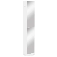 kleankin Armario Alto de Baño Giratorio Columna Auxiliar de Baño de 6 Niveles con Espejo de Cuerpo Entero 36x36x171 cm Blanco(m-12)