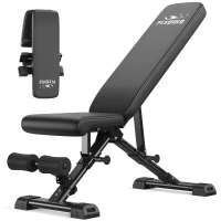 Banc d'haltères multifonctionnel, pliable, pieds de nivellement réglables, 123x39x47,5 cm, noir(m-2)