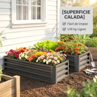 Outsunny Juego de 2 Jardineras Exterior Grandes de Acero Galvanizado Huertos Urbanos para Terraza Jardín 110x50x30 cm Gris(m-9)