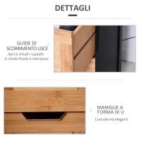 Kleankin Colonna Bagno con 2 Cassetti e 3 Vani Aperti in Legno MDF e Bambù 30x30x142.5 cm(m-5)