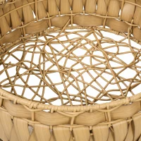 PawHut Rattan kattenmand met afneembaar kussen, kattenhol voor katten tot 10 kg, 50 x 50 x 25 cm, lichtbruin(m-13)