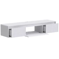HOMCOM Meuble TV Suspendu Flottant 120 cm avec Éclairage LED et Prises, Meuble Télé pour Téléviseur 65 Pouces, Blanc(m-11)