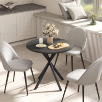 HOMCOM Tavolo da Pranzo Rotondo Stile Industriale con Gambe a Croce in Acciaio, Ø80x75 cm, Nero(m-8)