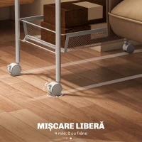 HOMCOM Carucior de Bucătărie Economisitor de Spațiu pe 5 Niveluri cu Coșuri din Plasă din Oțel, 45x26.5x106cm, Alb(m-6)