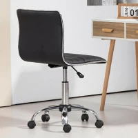 HOMCOM Scaun de birou ergonomic din piele PU, cu înălțime reglabilă, șezut rotativ și roți, negru(m-7)
