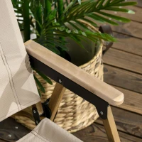 Outsunny Campingstoelen, 2 x Strandstoel, Opvouwbaar, Staal, Houtlook, Khaki(m-8)