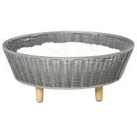 PawHut Wicker Dog Sofa PE Rattan Cat Bed Elevated Pet Bed Hand Woven with with Washable Soft Cushion Indoor Outdoor Use, for Small Medium Sized Dogs(m-10)