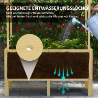 Outsunny Houten verhoogde plantenbak met dak, afwateringsgaten, voering van vliesdoek, weerbestendig, sparrenhout, 110x60x152 cm(m-7)