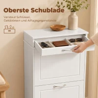 HOMCOM Schoenenkast met 2 kleppen, smal rek met lade en verstelbare schotten, voor 8 paar schoenen(m-7)
