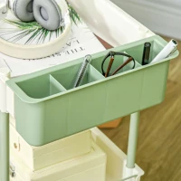 HOMCOM Trolley, 3 verdiepingen, hangmand, duwhandgreep, 4 wielen, metalen frame, wit, 50 x 29,4 x 77 cm(m-8)