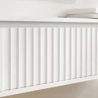 HOMCOM Meuble TV Suspendu Flottant 160 cm avec Éclairage LED et Prises, Meuble Télé pour Téléviseur 72 Pouces, Blanc(m-12)