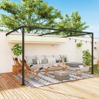 Outsunny 4 x 3 m Pergola, with Sliding Canopy - Cream(m-9)