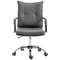 Vinsetto Poltrona Sedia da Ufficio Design Moderno Altezza Regolabile Imbottita, Pelle PU Cotone PP, Grigio, 64 x 57 x 91-101 cm(m-4)
