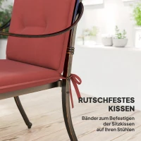 Outsunny 4-delige Set Stoelkussens 108 x 50 x 5 cm met Bevestigingsbanden, voor Binnen en Buiten Wijnrood(m-6)
