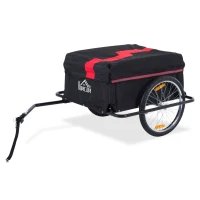 HOMCOM Remorque de transport vélo cargo barre d'attelage incluse housse amovible 4 réflecteurs charge max. 40 Kg noir rouge(m-11)