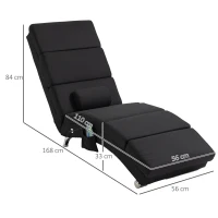 HOMCOM Fotoliu de Masaj cu 8 Puncte Vibrante, Încălzire, 5 Moduri, Timer și Telecomandă, Negru(m-3)