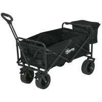Outsunny Carro Plegable con Bolsa Térmica Desmontable Longitud y Ángulo del Mango Ajustables y Bolsa de Transporte Negro(m-11)
