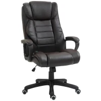 Vinsetto Massage Bureaustoel, verstelbare Directiestoel, ergonomische Draaistoel, 6 Vibratiepunten, Bruin(m-11)
