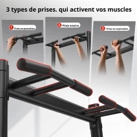 Power Tower Dip-Station barre de traction, double base triangulaire, multifonctionnelle, 107,4x81,3x235 cm, Noir(m-5)