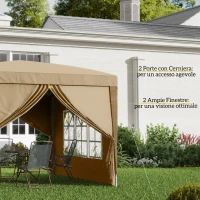 Outsunny Gazebo da Esterno 3x3 m Pieghevole con 4 Pannelli Laterali, in Acciaio e Tessuto Oxford Cachi(m-7)