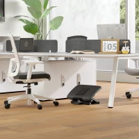 HOMCOM Ergonomische Voetensteun, Hoogteverstelbaar, Massage Oppervlak met Rollen, Zwart, 46 x 35 cm(m-9)
