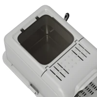 PawHut Kattenbak, kattenbak met deksel, schep, vooringang en bovenuitgang, roestvrijstaal tot 8 kg(m-11)