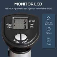 HOMCOM Máquina de Step Stepper Fitness con Manillar Altura Ajustable Pantalla LCD Cintas y Pedales Antideslizantes Equipo de Ejercicio para Gimnasio en Casa 55x53x118-128 cm Plata(m-4)