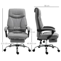 Vinsetto Sedia da Ufficio Ergonomica Girevole, Sedia da Scrivania con Rotelle, Poggiapiedi Retrattile e Reclinabile 135°, Altezza Regolabile, Grigio(m-3)
