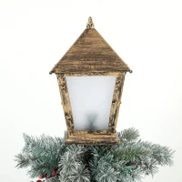Outsunny Kerstlantaarn voor buiten met ledverlichting, besneeuwde takken, rode bessen en dennenappels(m-10)