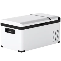 Outsunny Frigo Portatile Elettrico 20L con Maniglia e Schermo LCD, in Acciaio Zincato, 61x32x28.5 cm, Bianco(m-11)