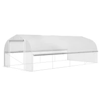 Outsunny 6x3x2m Kas, Toegankelijk, Met 8 Vensters, Deur, Vliegengaas, en Metalen Frame - Wit(m-10)