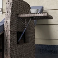 Outsunny 148° Reclining Rattan Garden Armchair, with Footrest - Brown/Grey(m-9)