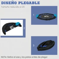 HOMCOM Cama Elástica Plegable Ø102 cm con Mango Ajustable  Marco de Acero para Entrenamiento Piernas Cuerpo Azul y Negro(m-5)