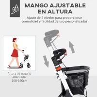 HOMCOM Andador para Personas Mayores Plegable de Aluminio con 4 Ruedas Bandeja Altura Ajustable Frenos de Maneta Blanco(m-5)