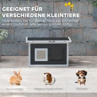 PawHut houten kattenhuis waterdicht met opklapbaar bitumendak, uitneembare krabmat, verhoogde bodem, kattenhol, kattenbox voor buiten in de tuin, 61x45x36,5 cm, grijs(m-9)