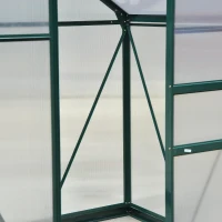Outsunny 6 x 4ft Polycarbonate Greenhouse, Large Walk in Green House with Slide Door and Window, Garden Plants Grow House with Aluminium Frame and Foundation, Dark Green(m-8)