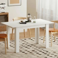 HOMCOM Uitschuifbare Eettafel, 140/180 x 80 cm Keukentafel voor 6-8 Personen, voor Keuken of Eetkamer, Wit(m-7)