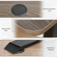 Vinsetto elektrisch bureau computertafel in hoogte verstelbaar metaal naturel zwart(m-8)